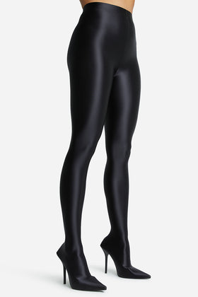Aim-High Pointed Toe Long Legging Heel Boot In Black Lycra Aim-High Pointed Toe Long Legging Heel Boot In Black Lycra