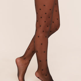 Small Logo Detail Tights In Black Small Logo Detail Tights In Black
