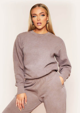 Ashley Mocha Washed Oversized Sweatshirt Ashley Mocha Washed Oversized Sweatshirt