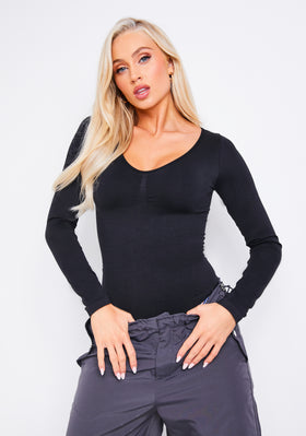 Lena Black Seamless Long Sleeve Bodysuit Lena Black Seamless Long Sleeve Bodysuit