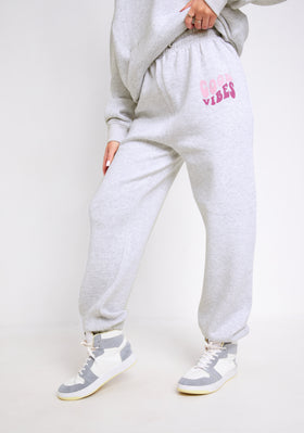 Nina Grey Marl Oversized Graphic Print Joggers Nina Grey Marl Oversized Graphic Print Joggers