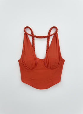 Amanda Orange Chiffon Twist Front Drape Back Top Amanda Orange Chiffon Twist Front Drape Back Top