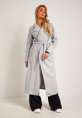 Layla Grey Brushed Wool Blend Trench Coat Layla Grey Brushed Wool Blend Trench Coat