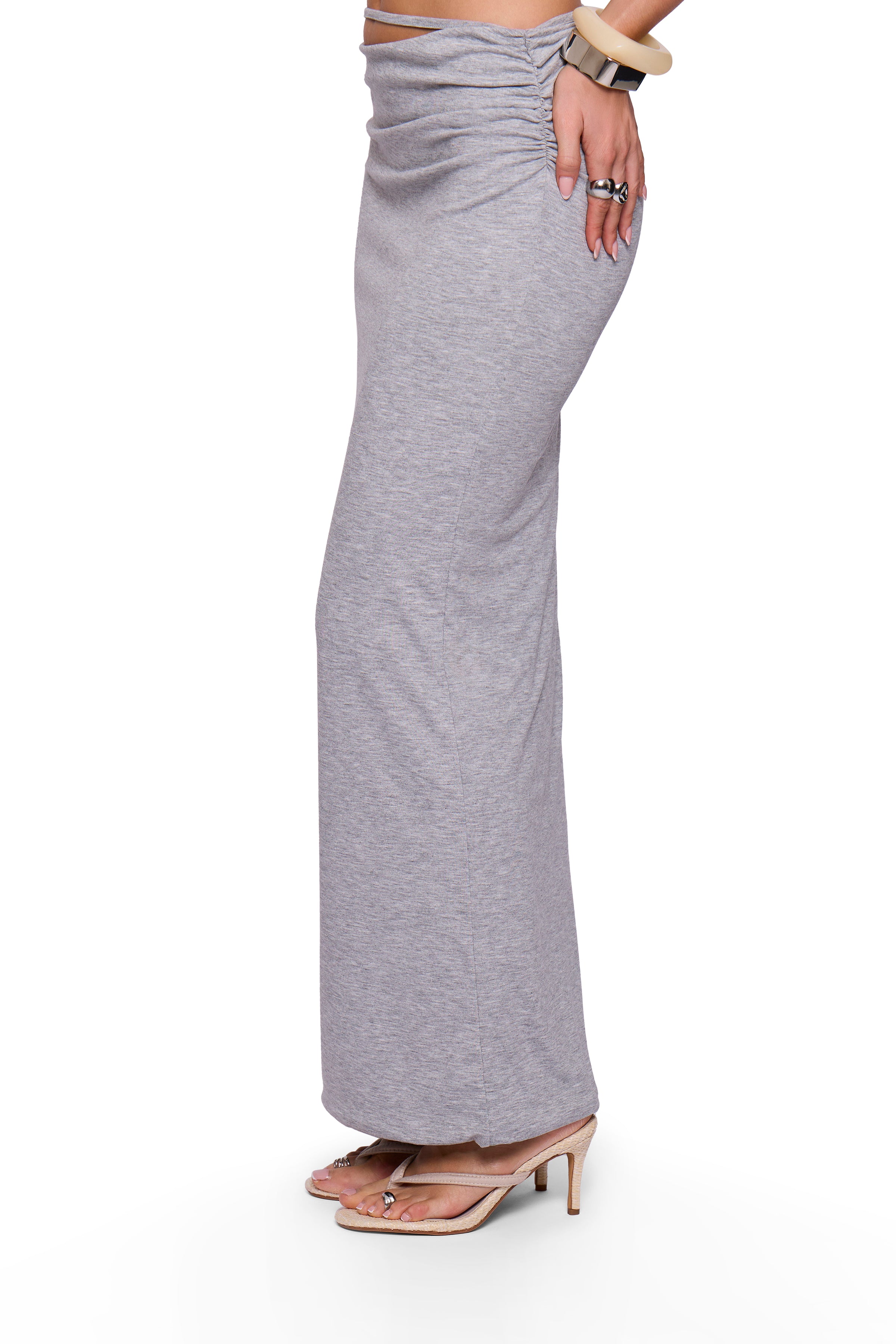 Grey Marl Strap Maxi Skirt