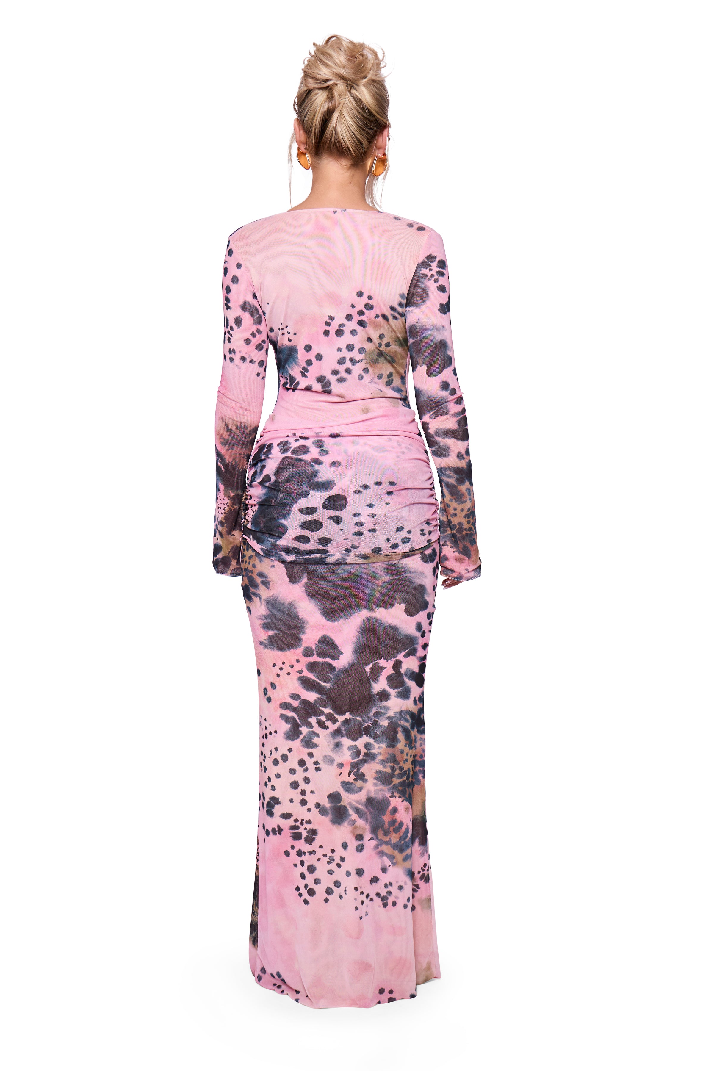 Pink Printed Drape Maxi Dress