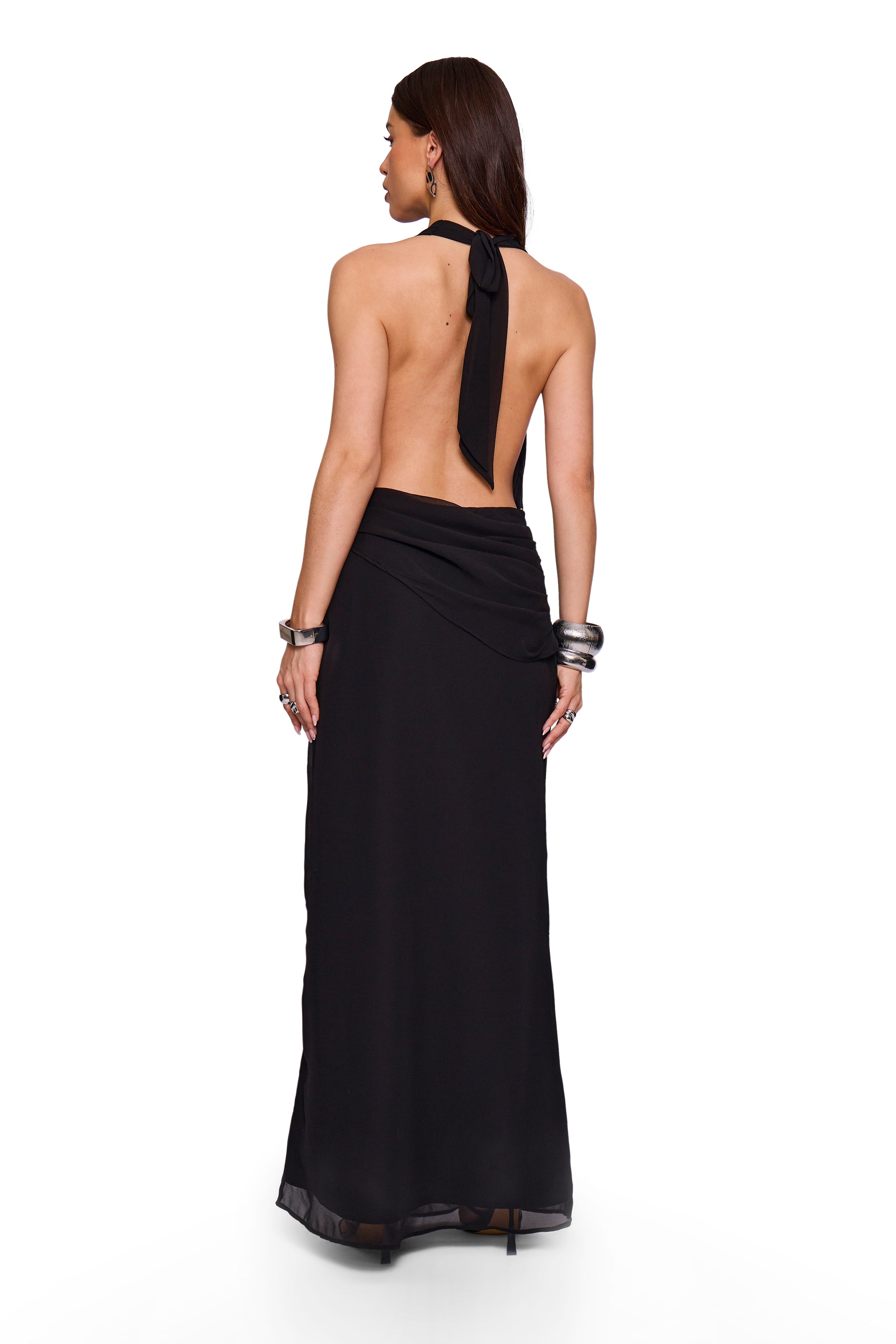 Black Plunge Maxi Dress