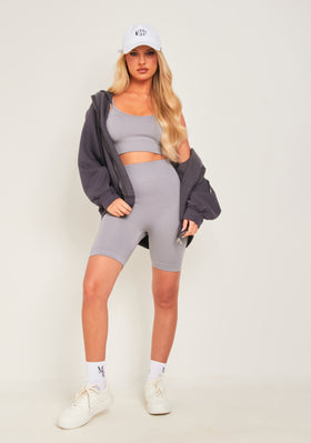Milly Grey Seamless Built In Bra Top and Shorts Set Milly Grey Seamless Built In Bra Top and Shorts Set