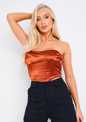 Bella Rust Satin Draped Corset