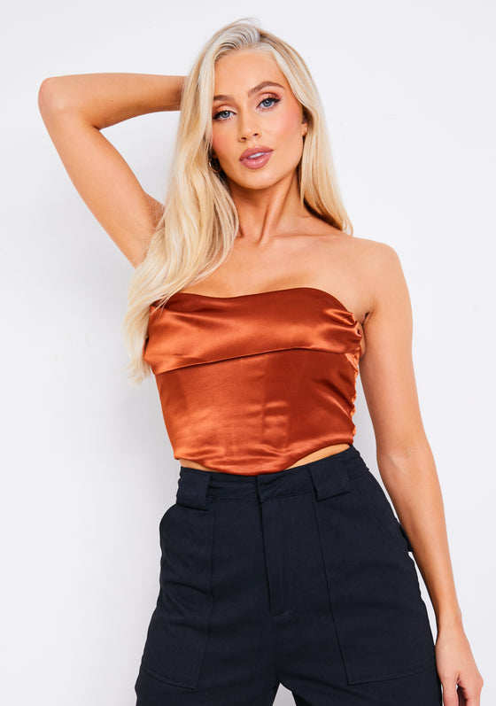 Bella Rust Satin Draped Corset