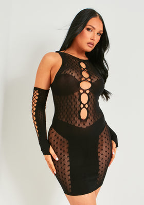 Darcey Black Mesh Cut Out Sleeveless Bodycon Dress Darcey Black Mesh Cut Out Sleeveless Bodycon Dress