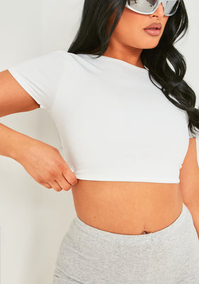 Elle White Premium Sculpt Backless Crop Top Elle White Premium Sculpt Backless Crop Top