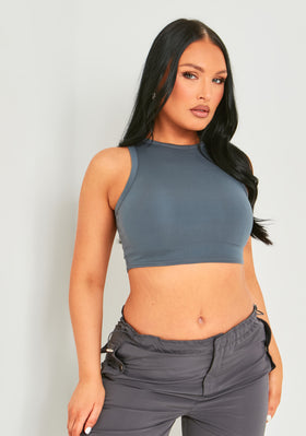 Myla Grey Premium Sculpt Racer Crop Top Myla Grey Premium Sculpt Racer Crop Top