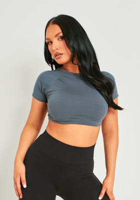 Marianna Grey Premium Sculpt Crop Tee Marianna Grey Premium Sculpt Crop Tee