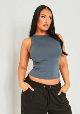 Farrah Grey Premium Sculpt Racer Top