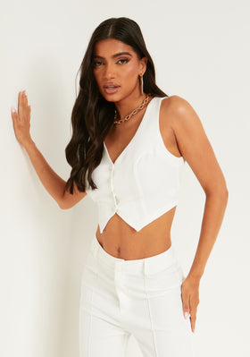 Ciara White Tailored Crop Waistcoat Ciara White Tailored Crop Waistcoat