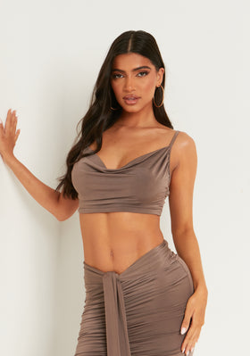 Althea Mocha Ruched Cowl Neck Bralette Althea Mocha Ruched Cowl Neck Bralette