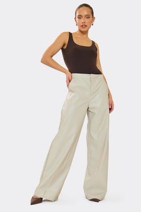 Marla Cream PU Straight Leg Trouser Marla Cream PU Straight Leg Trouser