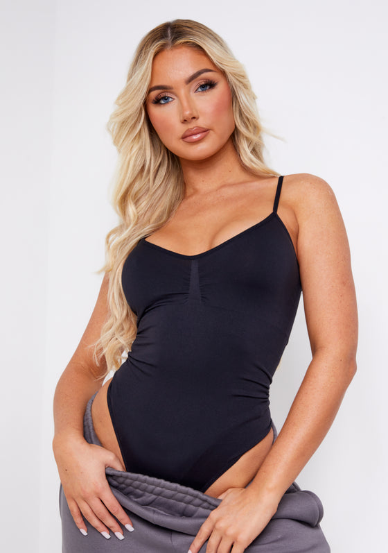 Beckah Black Seamless Strappy Bodysuit