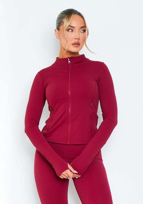 Jenna Burgundy Active Long Sleeve Jacket