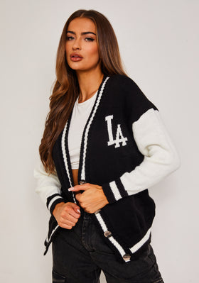 Harlow Black LA Varsity Knitted Cardigan Harlow Black LA Varsity Knitted Cardigan