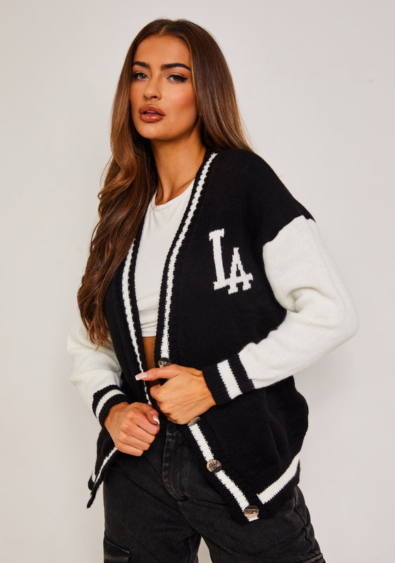 Harlow Black LA Varsity Knitted Cardigan