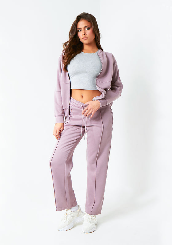 Bailey Mauve Purple Seam Detail Wide Leg Joggers