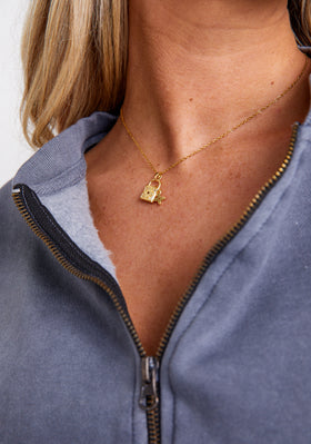 Mazie Gold Lock Detail Pendant Necklace Mazie Gold Lock Detail Pendant Necklace