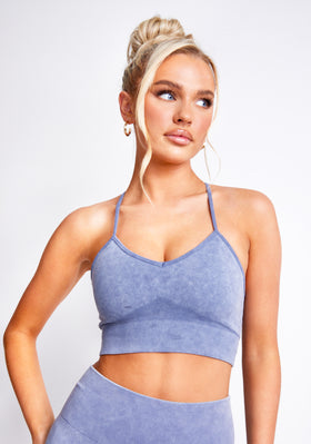 Vienna Blue Acid Wash Seamless Active Sports Bra Vienna Blue Acid Wash Seamless Active Sports Bra
