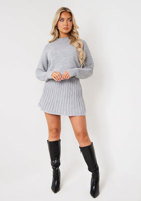 Annie Light Grey High Neck Knitted Jumper Annie Light Grey High Neck Knitted Jumper