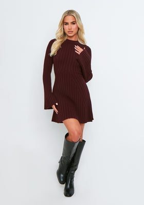 Harper Wine Rib Knit Flare Mini Dress Harper Wine Rib Knit Flare Mini Dress