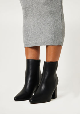 Ashlyn Black Ankle Length High Heel Boots Ashlyn Black Ankle Length High Heel Boots