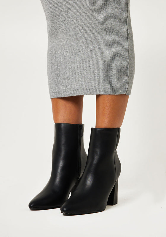 Ashlyn Black Ankle Length High Heel Boots