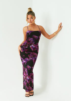 Nina Purple Multi Colour Printed Maxi Dress Nina Purple Multi Colour Printed Maxi Dress