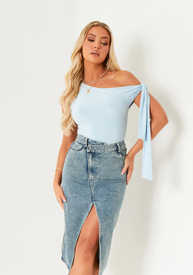 Charlotte Blue Tie Shoulder Super Soft Top