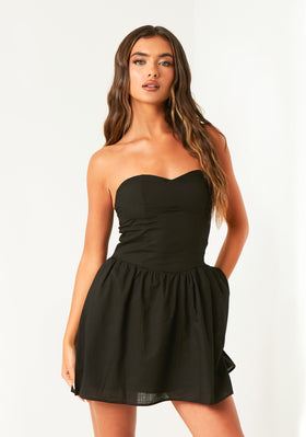Charlotte Black Sweetheart Neckline Mini Skater Dress Charlotte Black Sweetheart Neckline Mini Skater Dress
