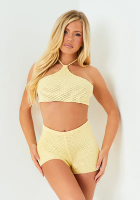 Ava Yellow Knitted Halter Neck Top Ava Yellow Knitted Halter Neck Top