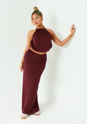 Lucy Wine Cowl Backless Top Lucy Wine Cowl Backless Top
