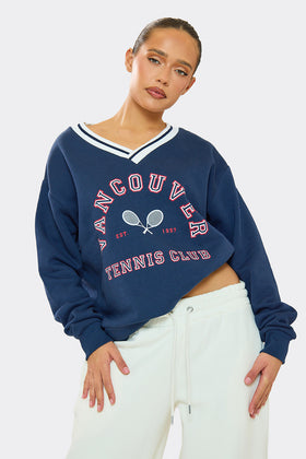 Lyla Navy Vancouver V Neck Sweatshirt Lyla Navy Vancouver V Neck Sweatshirt