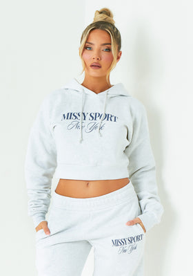 Poppy Grey Missy Sport Slogan Hoodie Poppy Grey Missy Sport Slogan Hoodie