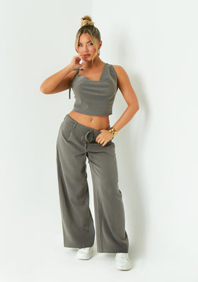 Isabela Grey Low Rise Tailored Trousers Isabela Grey Low Rise Tailored Trousers