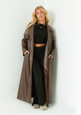 Dani Chocolate Leather Trench Coat Dani Chocolate Leather Trench Coat