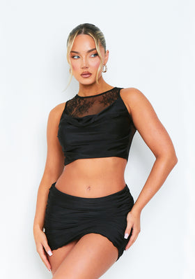 Alexis Black Lace Panel Cowl Neck Sleeveless Top Alexis Black Lace Panel Cowl Neck Sleeveless Top