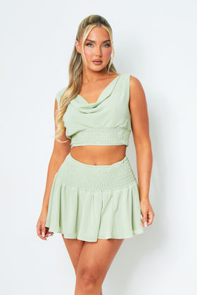 Ciara Pistachio Cinched Waist Sleeveless Top Ciara Pistachio Cinched Waist Sleeveless Top
