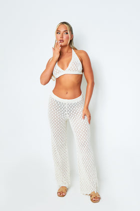 Emma White Crochet Wide Leg Trousers Emma White Crochet Wide Leg Trousers