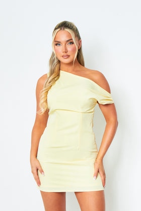 Ashley Yellow One Shoulder Structured Mini Dress Ashley Yellow One Shoulder Structured Mini Dress