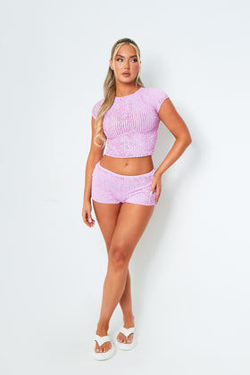 Molly Lilac Ruffle Lace Mini Shorts Molly Lilac Ruffle Lace Mini Shorts