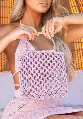 Isla Lilac Crochet Mini Grab Bag Isla Lilac Crochet Mini Grab Bag