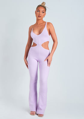 Micaela Lilac Chain Strap Knitted Jumpsuit