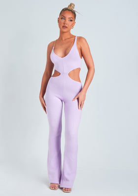 Micaela Lilac Chain Strap Knitted Jumpsuit Micaela Lilac Chain Strap Knitted Jumpsuit