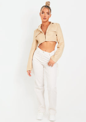 Ashlyn Stone Cropped Cargo Blazer Jacket Ashlyn Stone Cropped Cargo Blazer Jacket